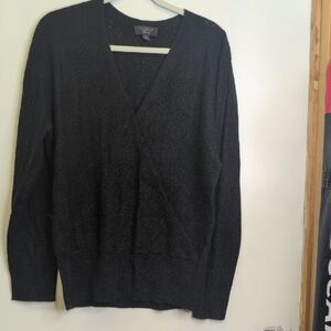 Charter Club Black V-Neck Womans Faux Wrap Cashmere Sweater XXL